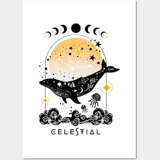 Celestial spirit animal Whale Posters and Art